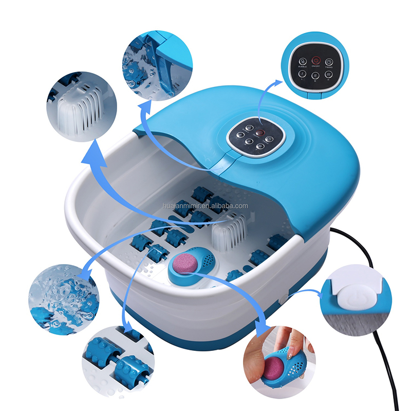 MZD-02F Collapsible Foot Spa Machine with 16pcs Massage Rollers and Medicine Box