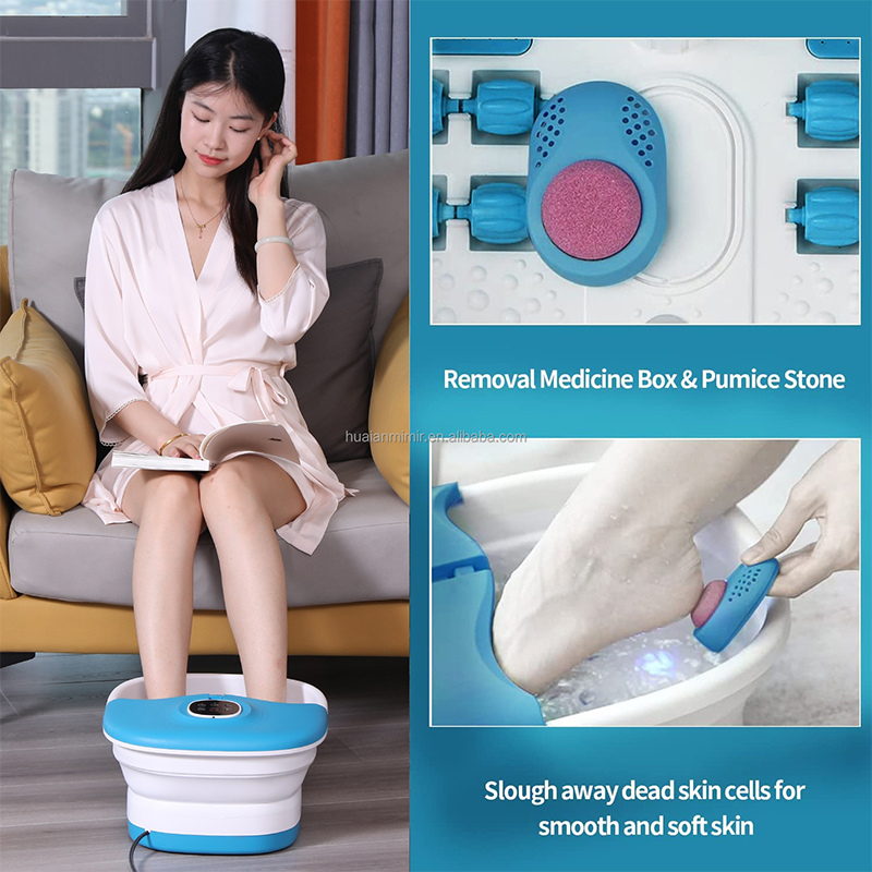 MZD-02F Collapsible Foot Spa Machine with 16pcs Massage Rollers and Medicine Box